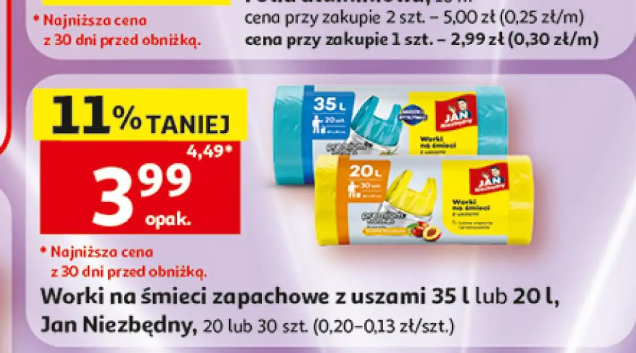 Worki na śmieci zapachowe z uszami 35 l lub 20 l Jan Niezbędny