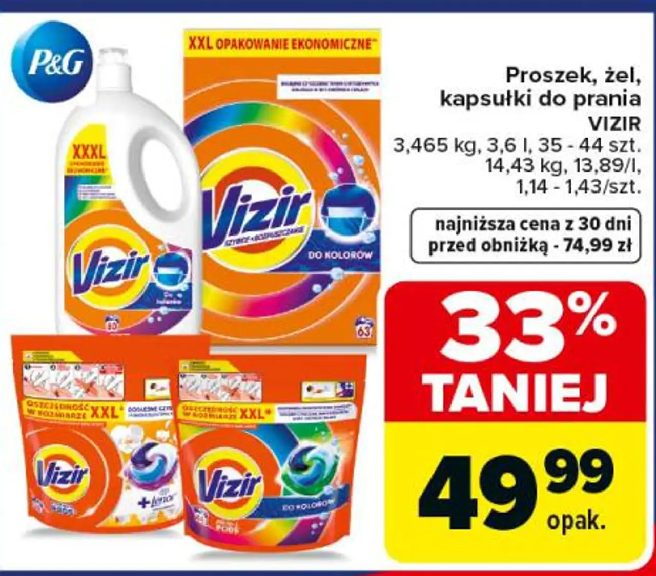 Proszek, żel, kapsułki do prania VIZIR