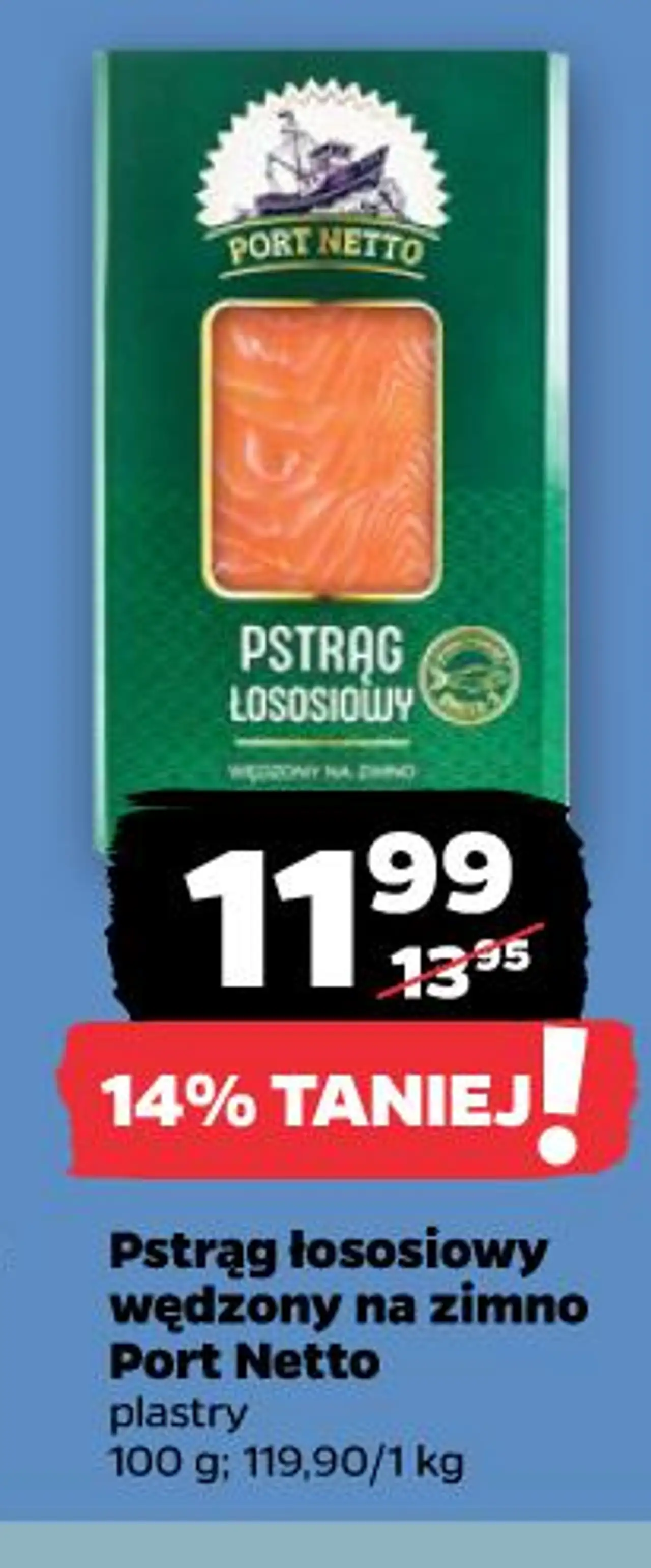 Pstrąg łososiowy wędzony na zimno Port Netto plastry