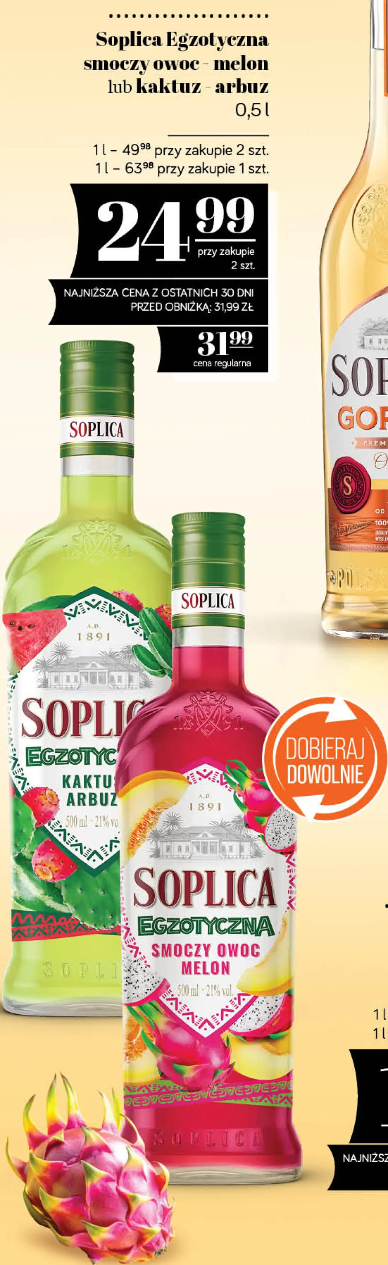 Soplica Egzotyczna smoczy owoc - melon lub kaktuz - arbuz 0,5 l