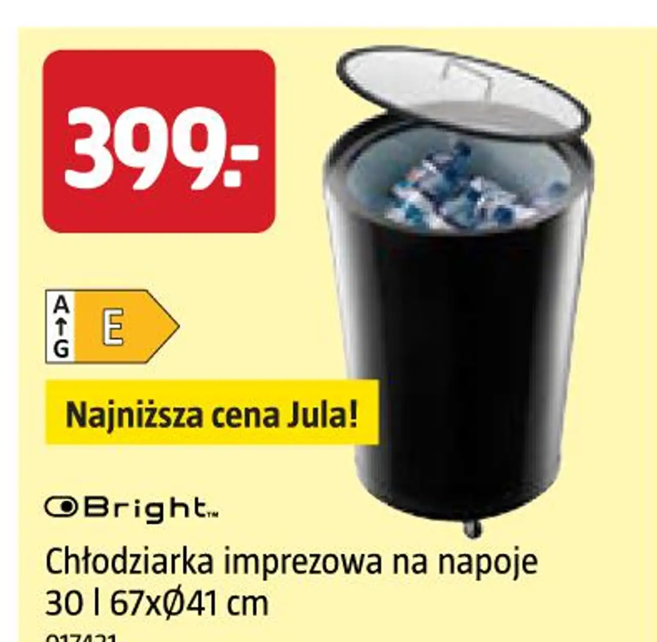 Bright Chłodziarka imprezowa na napoje 30 l 67xø41 cm