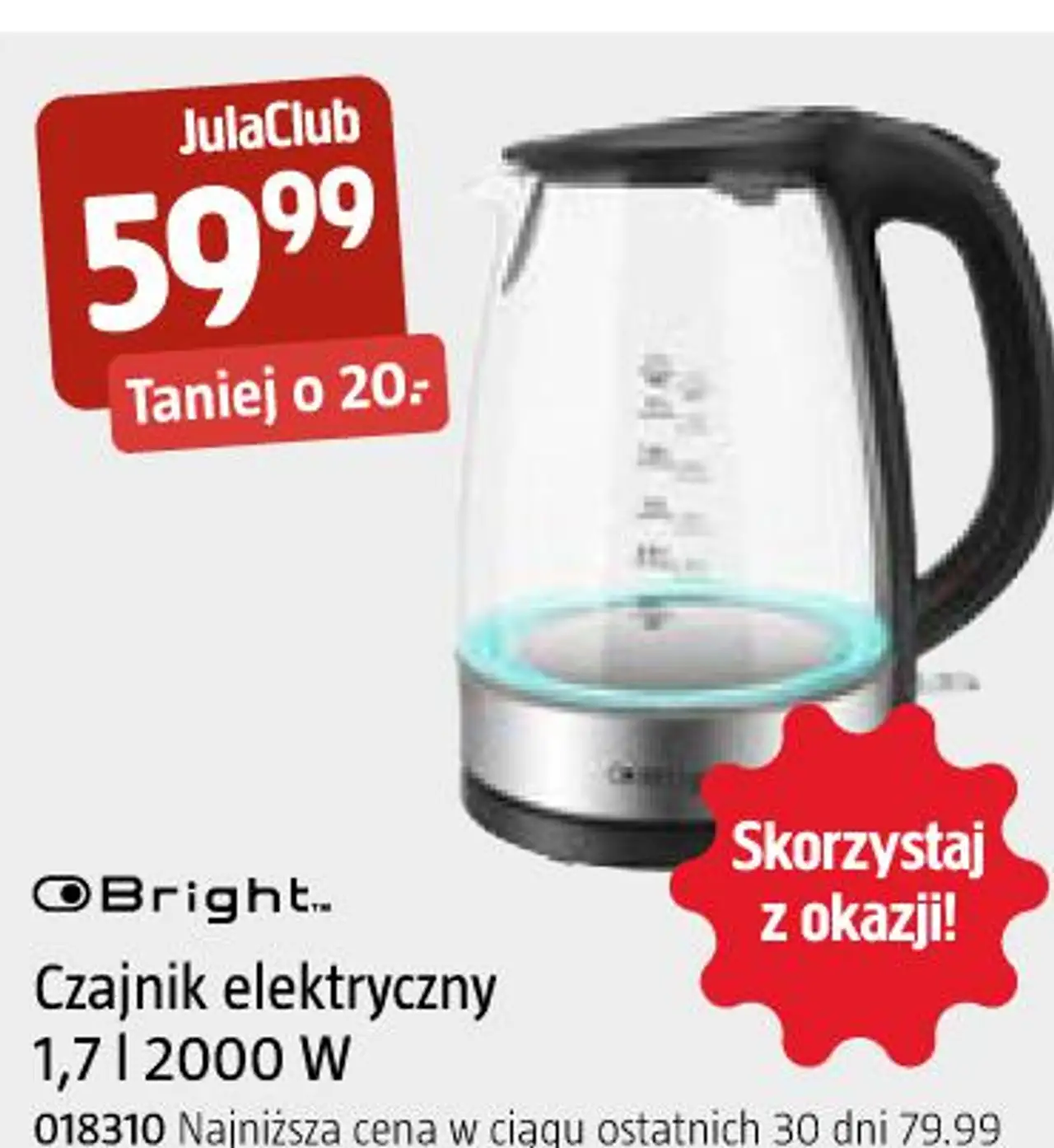 Bright Czajnik elektryczny 1,7 l 2000 W