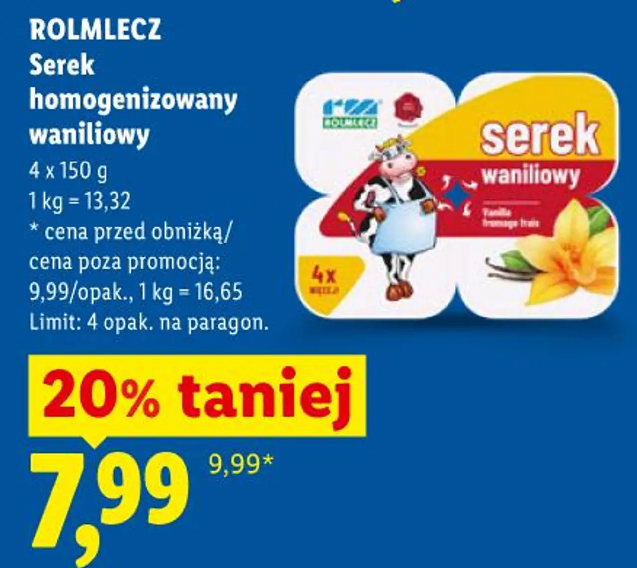 ROLMLECZ Serek homogenizowany waniliowy 4 x 150 g