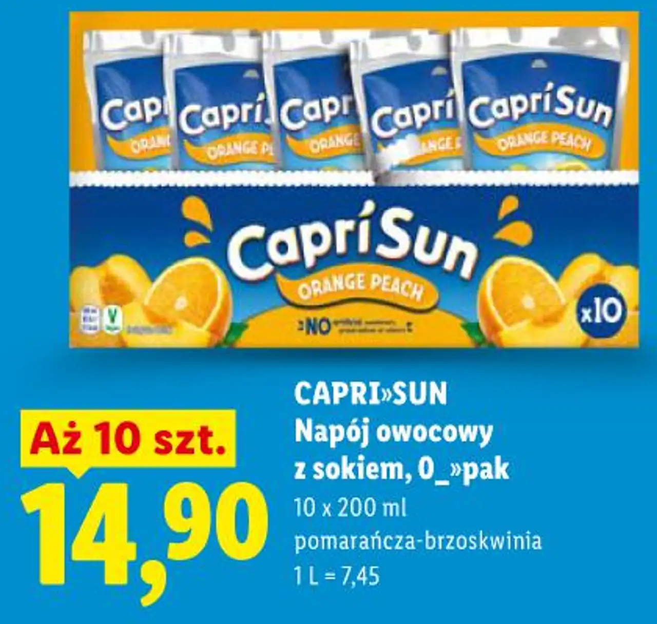 CAPRI-SUN Napój owocowy z sokiem, 10-pak 10 x 200 ml pomarańcza-brzoskwinia