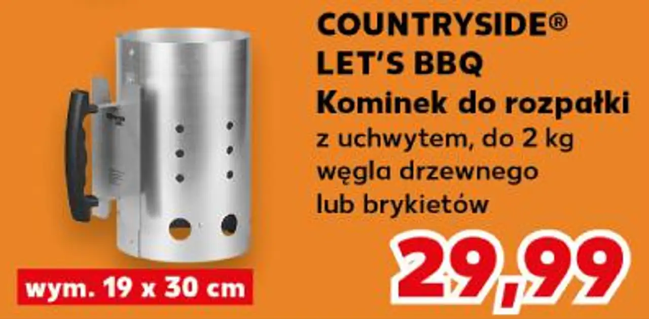 Kominek do rozpałki z uchwytem, do 2 kg węgla drzewnego lub brykietów COUNTRYSIDE® LET'S BBQ