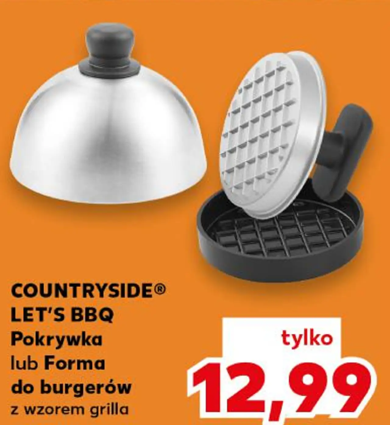 LET'S BBQ Pokrywka lub Forma do burgerów z wzorem grilla