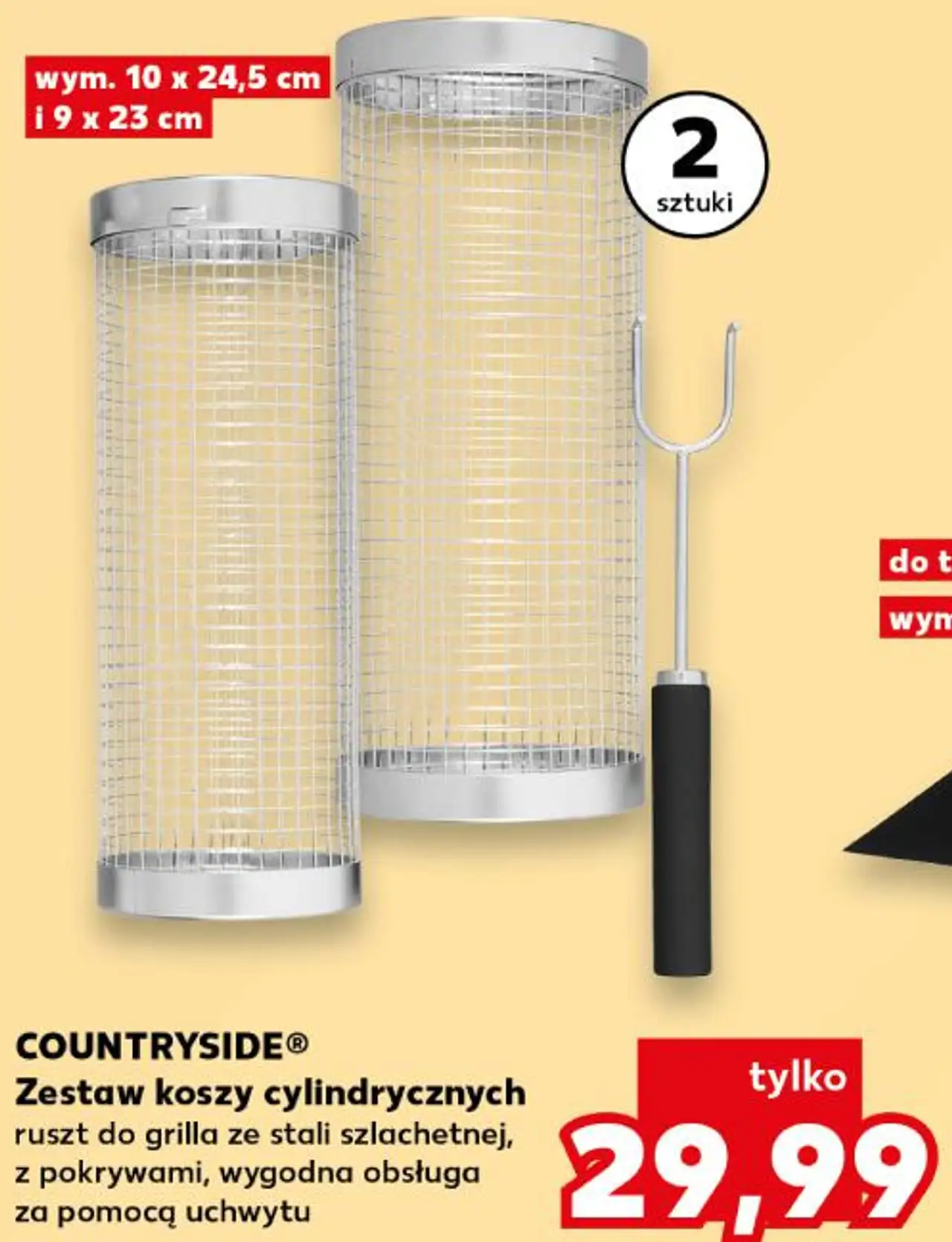 COUNTRYSIDE Zestaw koszy cylindrycznych ruszt do grilla 2 sztuki