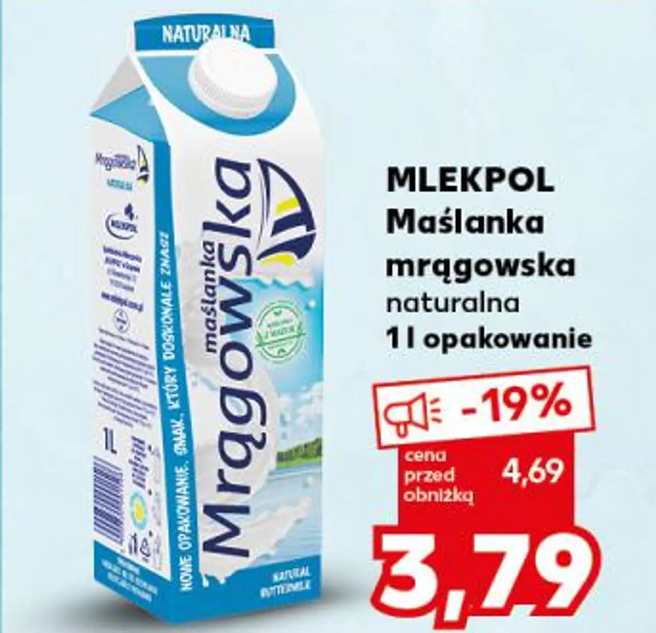 MLEKPOL Maślanka mrągowska naturalna 1 l opakowanie
