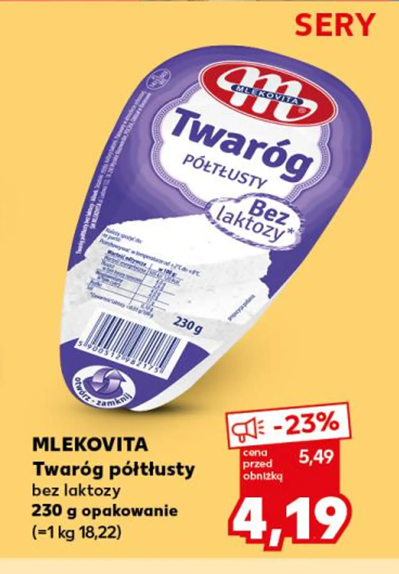 MLEKOVITA Twaróg półtłusty bez laktozy