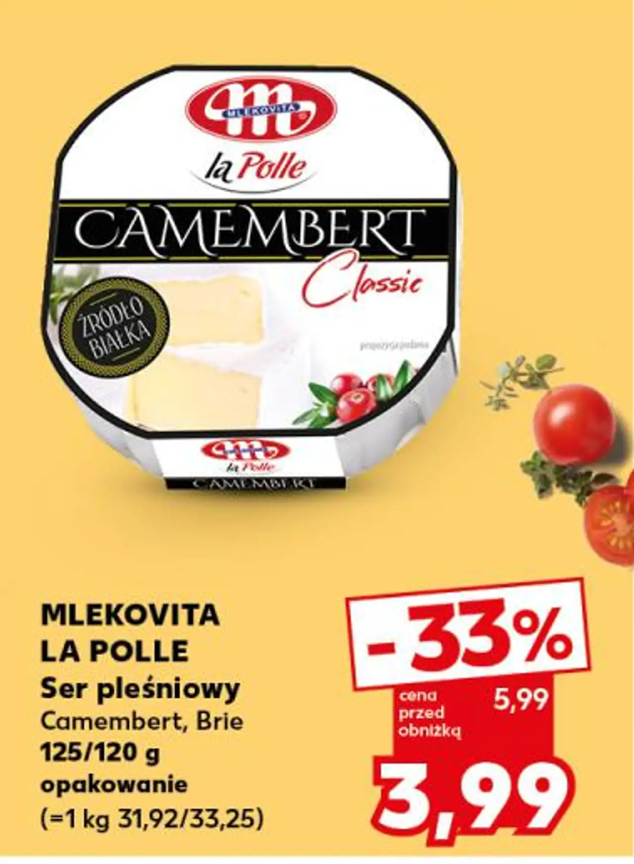 MLEKOVITA LA POLLE Ser pleśniowy Camembert, Brie