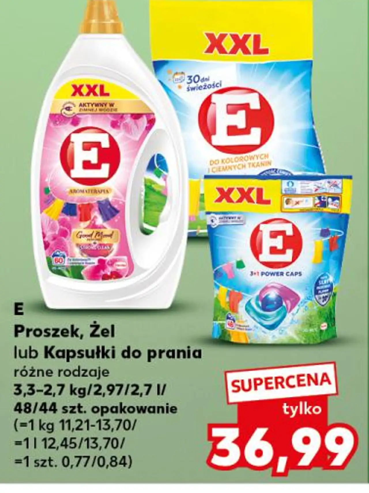 E Proszek, Żel lub Kapsułki do prania