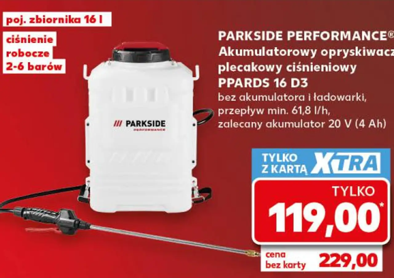 Akumulatorowy opryskiwacz plecakowy ciśnieniowy PPARDS 16 D3