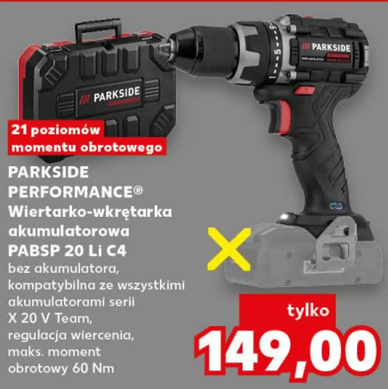 Wiertarko-wkrętarka akumulatorowa PABSP 20 Li C4 PARKSIDE PERFORMANCE®