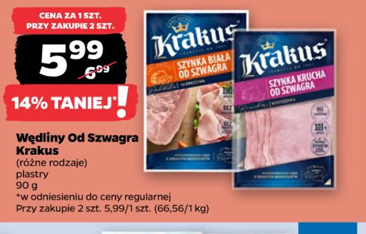 Wędliny Od Szwagra Krakus (różne rodzaje) plastry 90 g