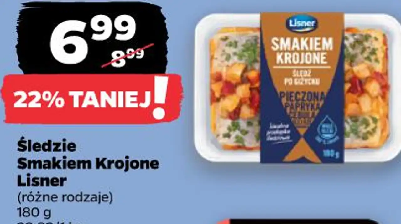 Śledzie Smakiem Krojone Lisner (różne rodzaje)