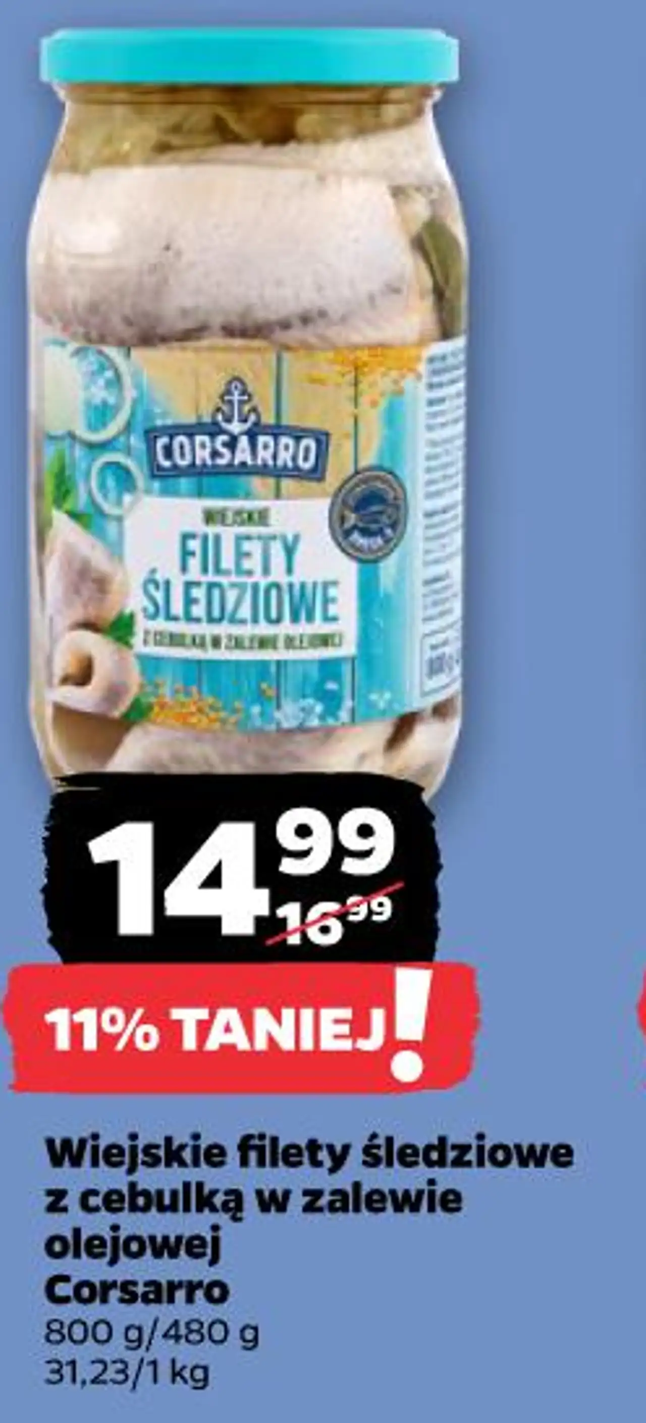 Wiejskie filety śledziowe z cebulką w zalewie olejowej Corsarro