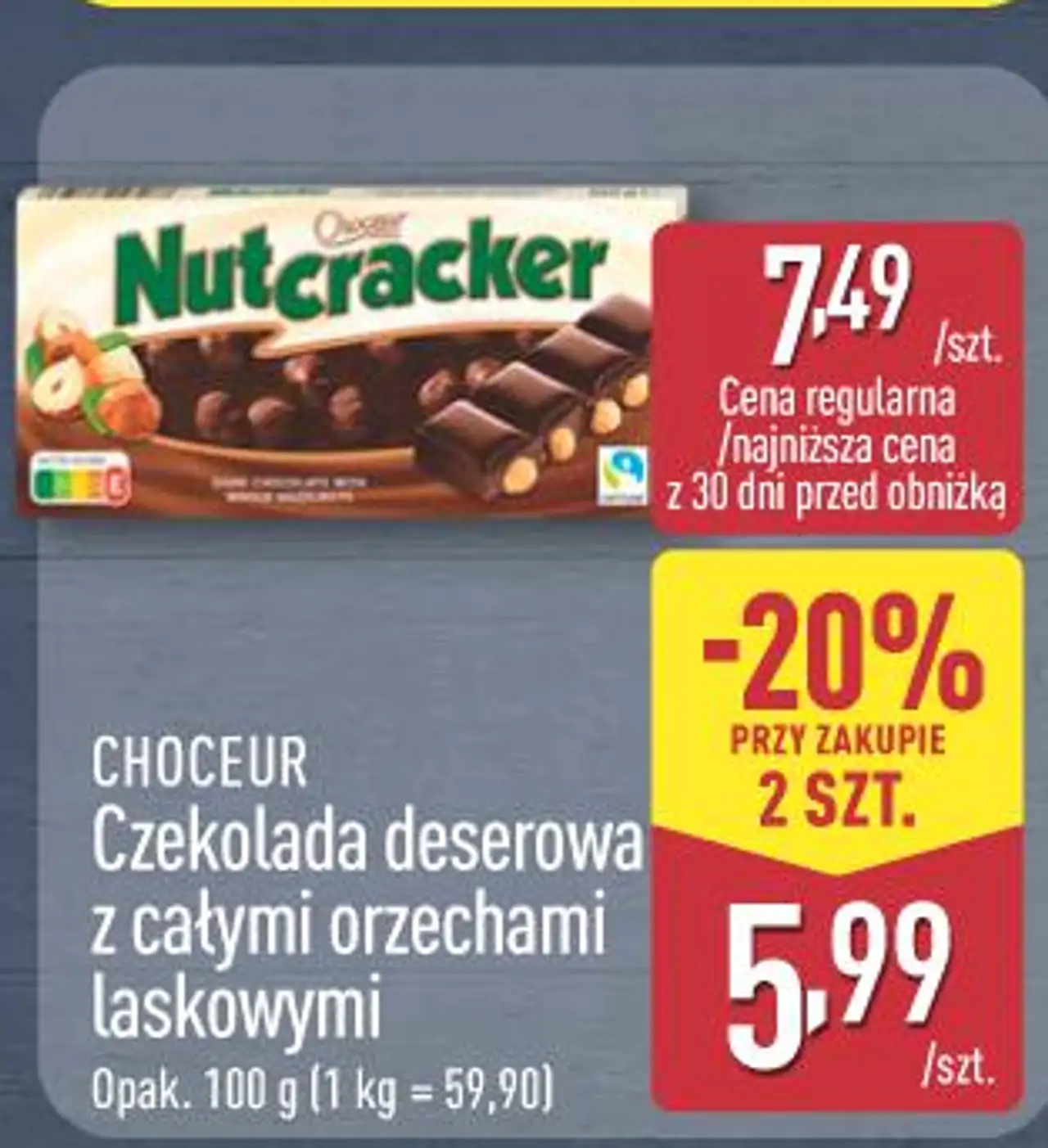 CHOCEUR Czekolada deserowa z całymi orzechami laskowymi
