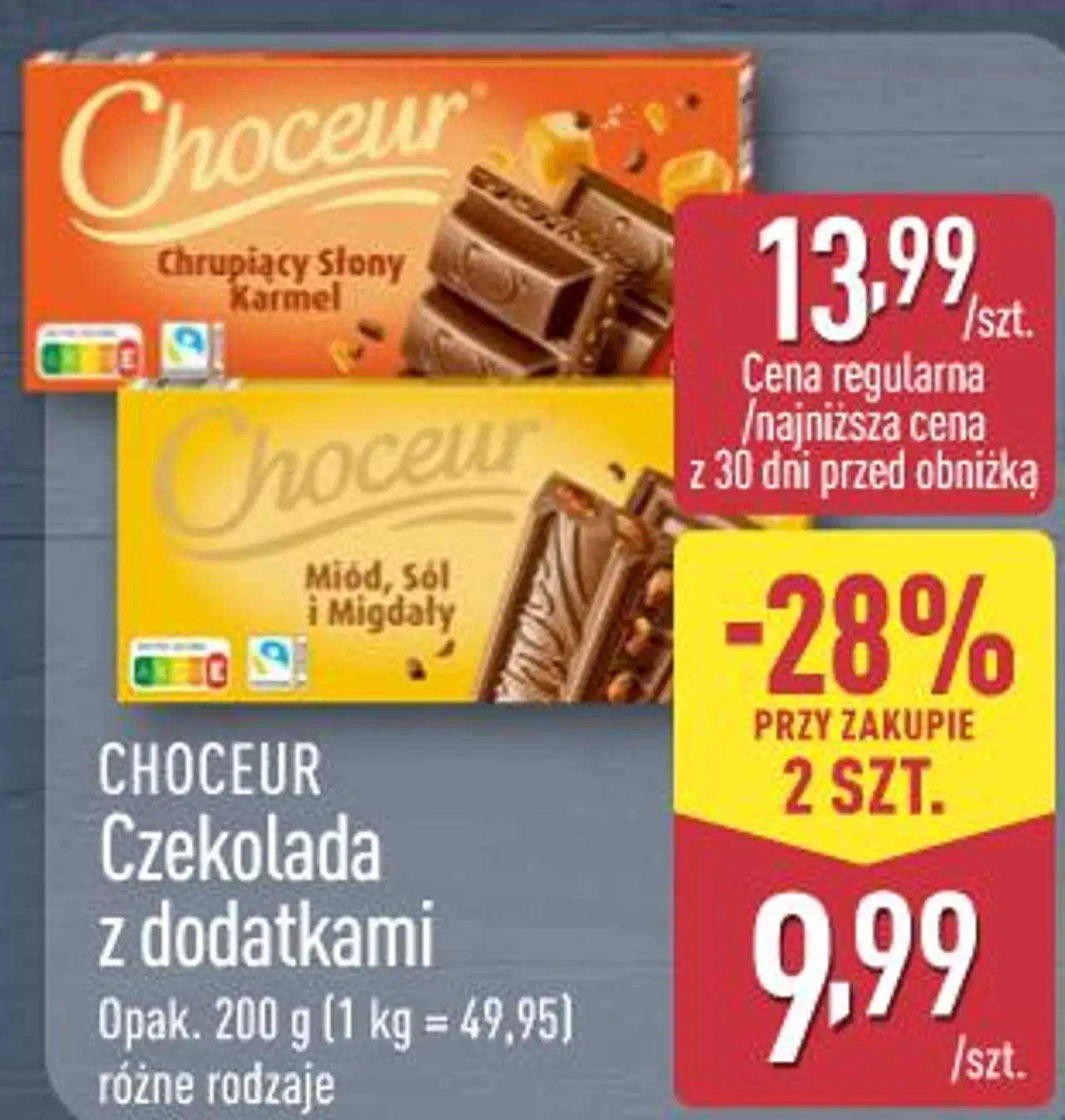 CHOCEUR Czekolada z dodatkami różne rodzaje