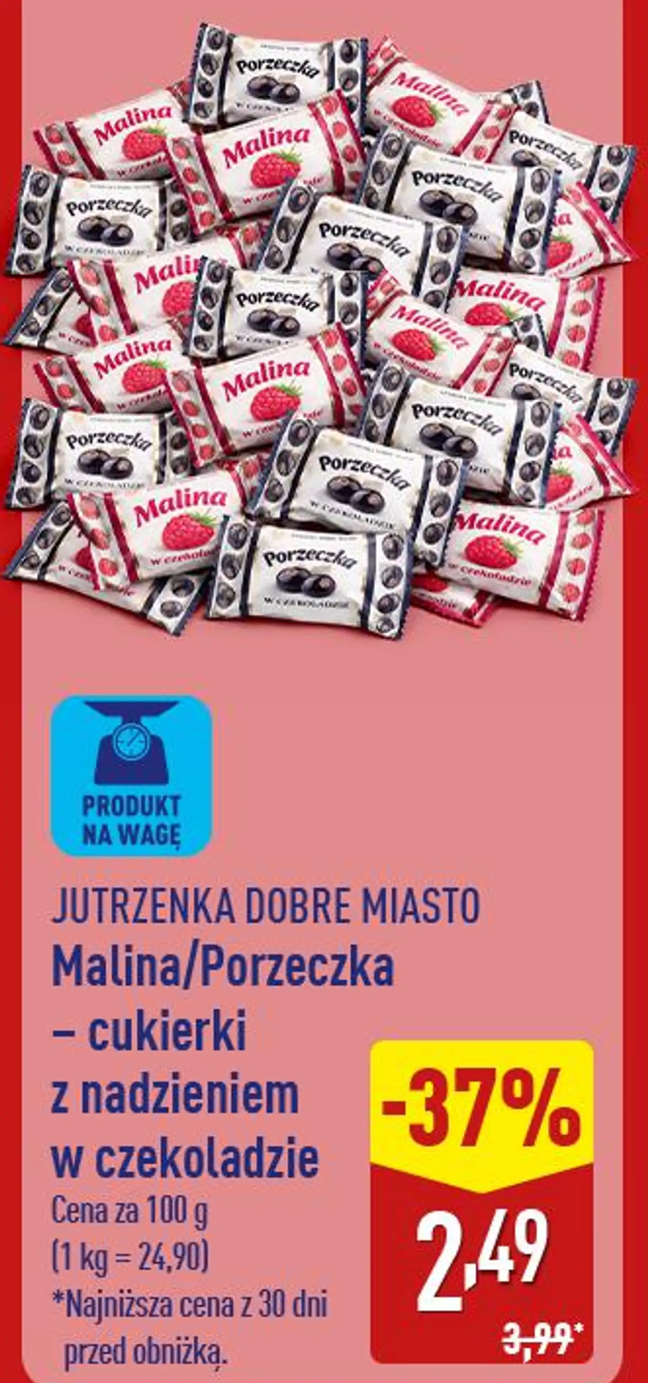 Malina/Porzeczka - cukierki z nadzieniem w czekoladzie