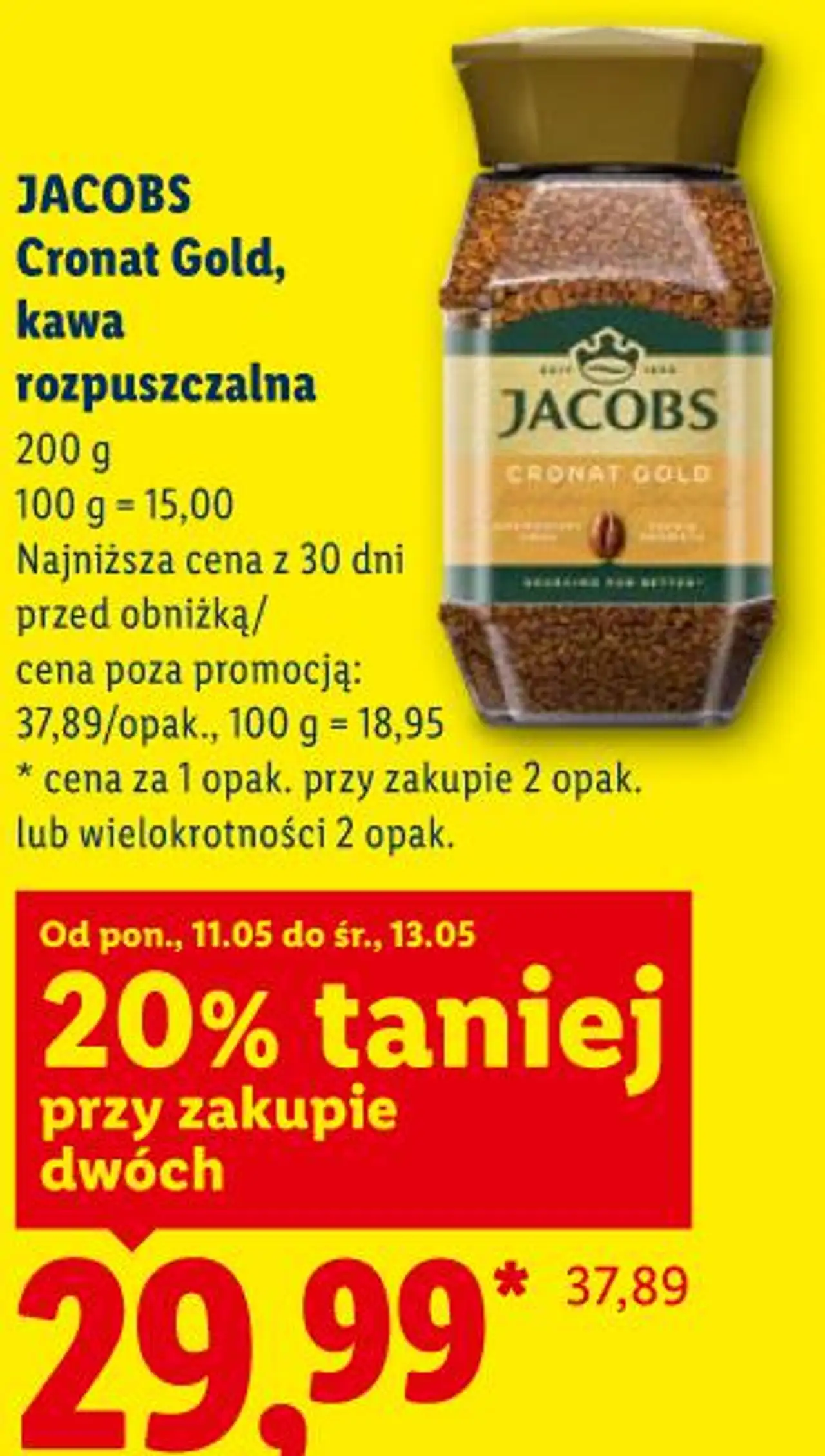 JACOBS Cronat Gold, kawa rozpuszczalna