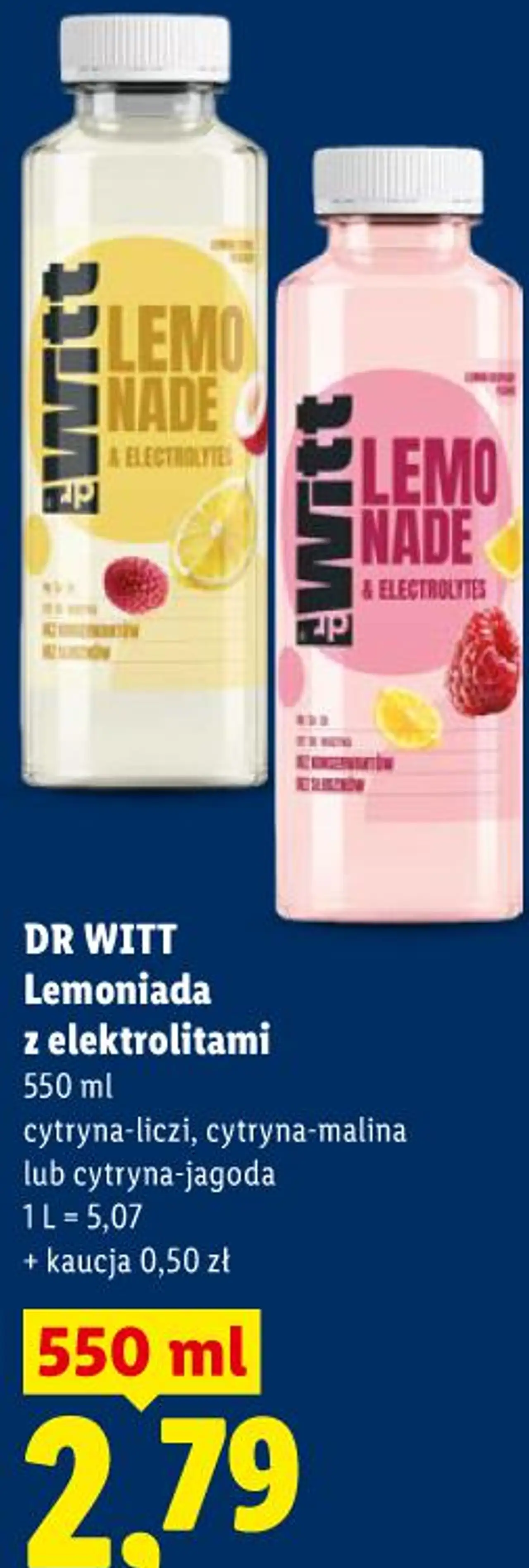 DR WITT Lemoniada z elektrolitami 550 ml cytryna-liczi, cytryna-malina lub cytryna-jagoda