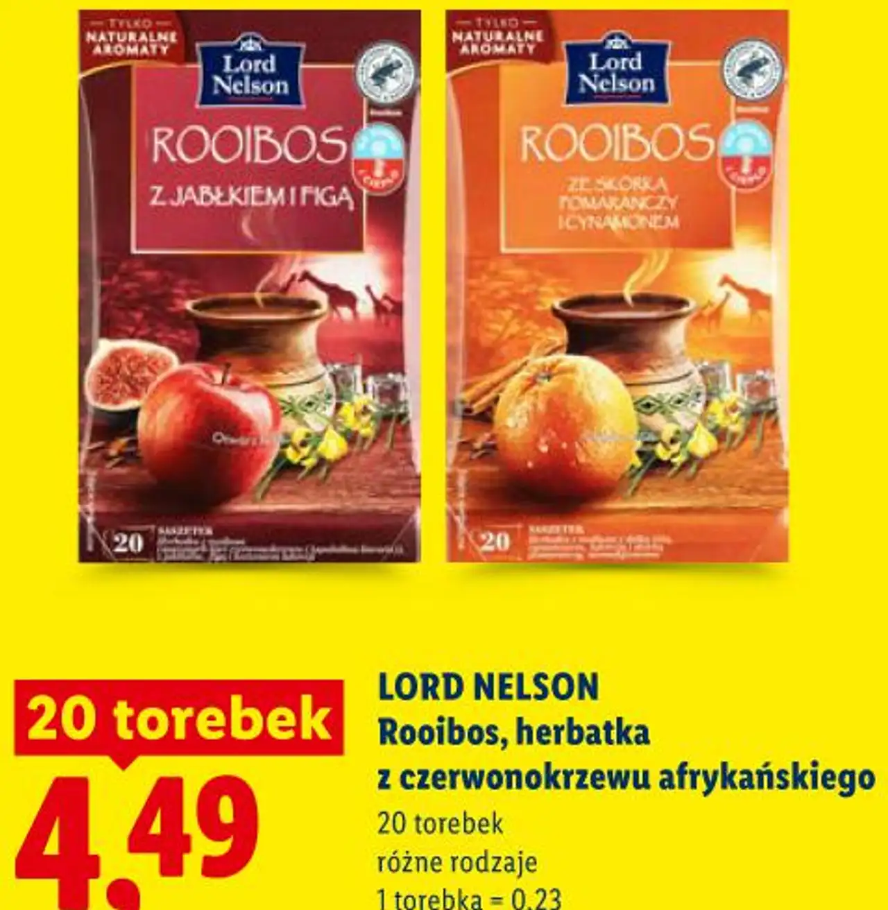 Lord Nelson Rooibos, herbatka z czerwonokrzewu afrykańskiego 20 torebek różne rodzaje