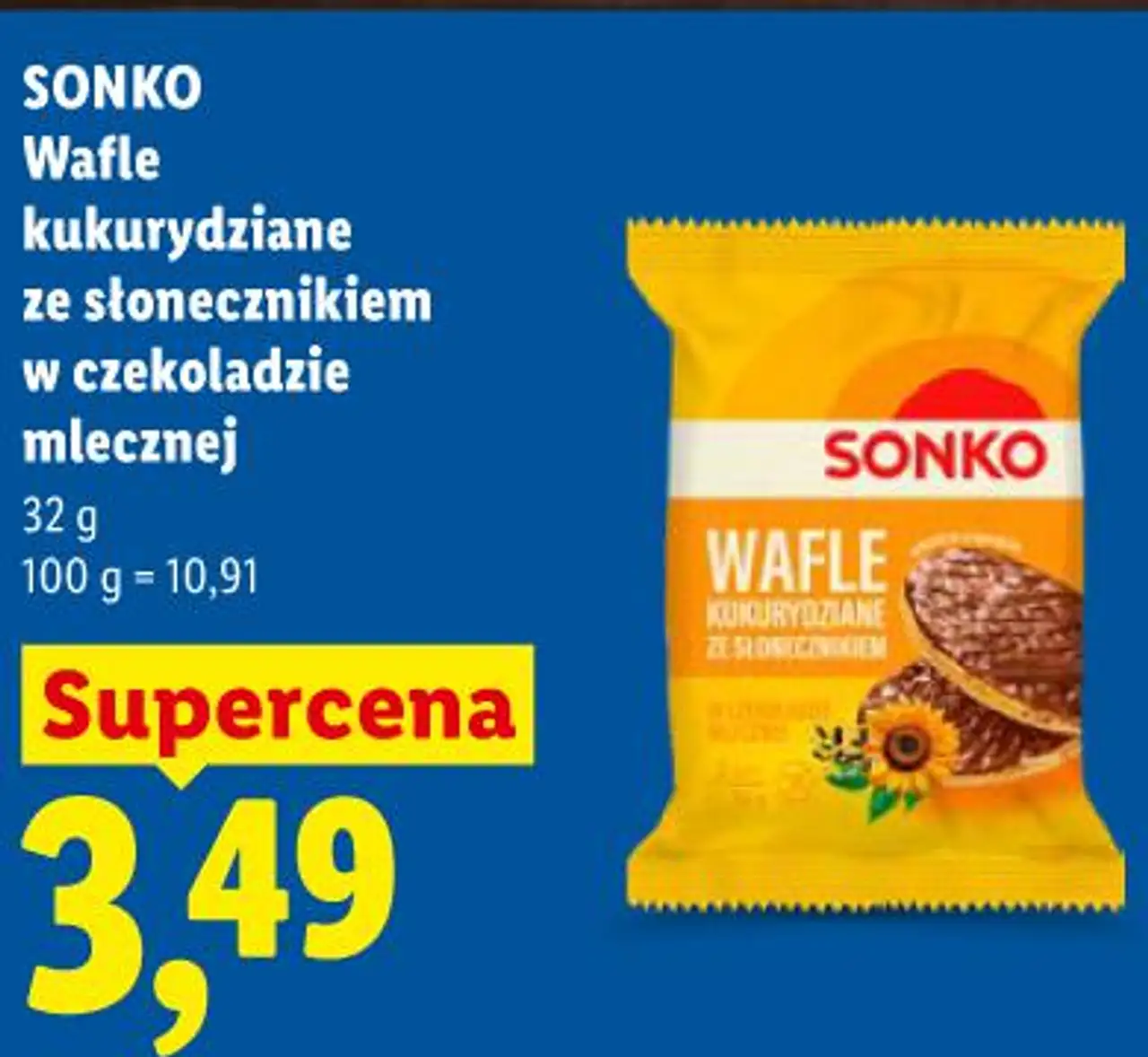 Wafle kukurydziane ze słonecznikiem w czekoladzie mlecznej SONKO