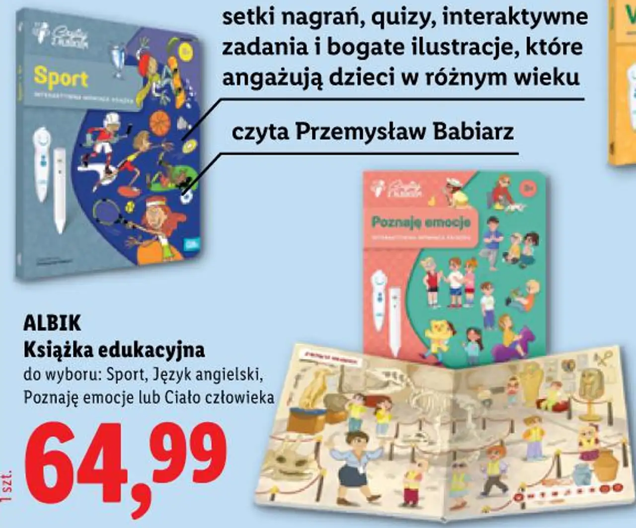 Książka edukacyjna do wyboru: Sport, Język angielski, Poznaję emocje lub Ciało człowieka