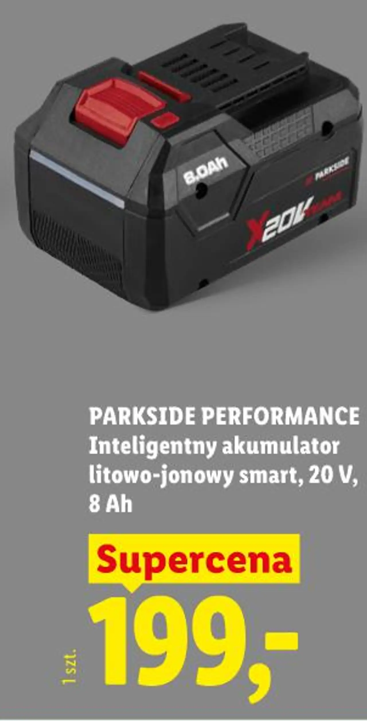 PARKSIDE PERFORMANCE Inteligentny akumulator litowo-jonowy smart, 20 V, 8 Ah