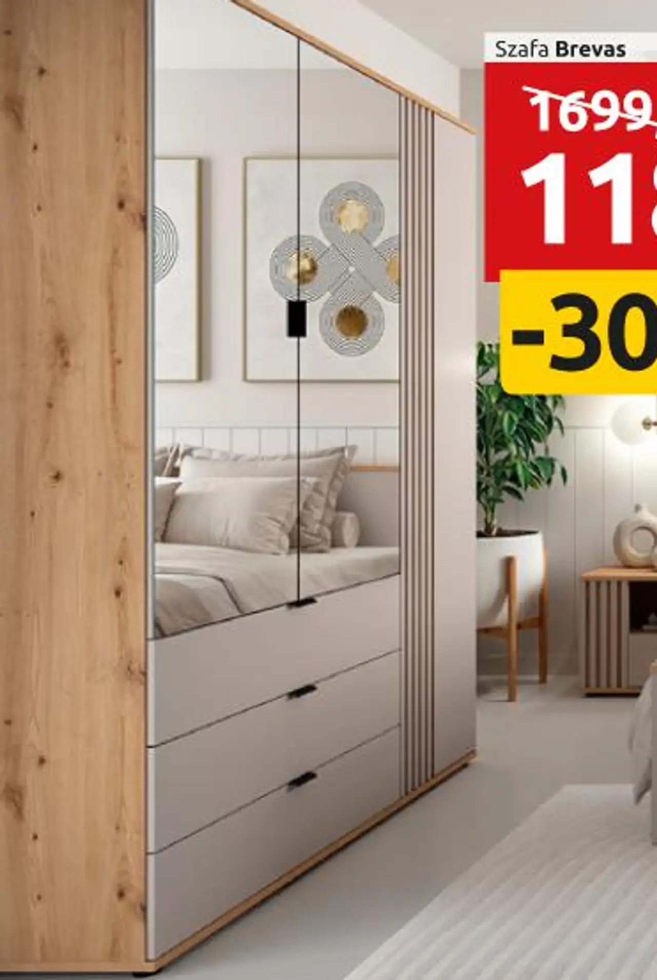 Szafa trzydrzwiowa Brevas 150 cm z 3 drzwiami i 3 szufladami