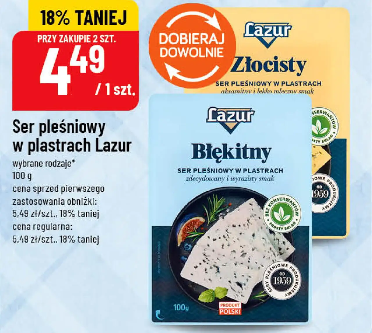 Ser pleśniowy w plastrach Lazur