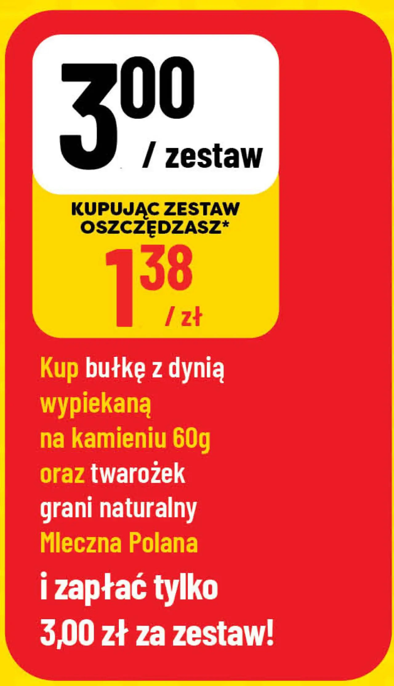 Kup bułkę z dynią wypiekaną na kamieniu 60g oraz twarożek grani naturalny Mleczna Polana