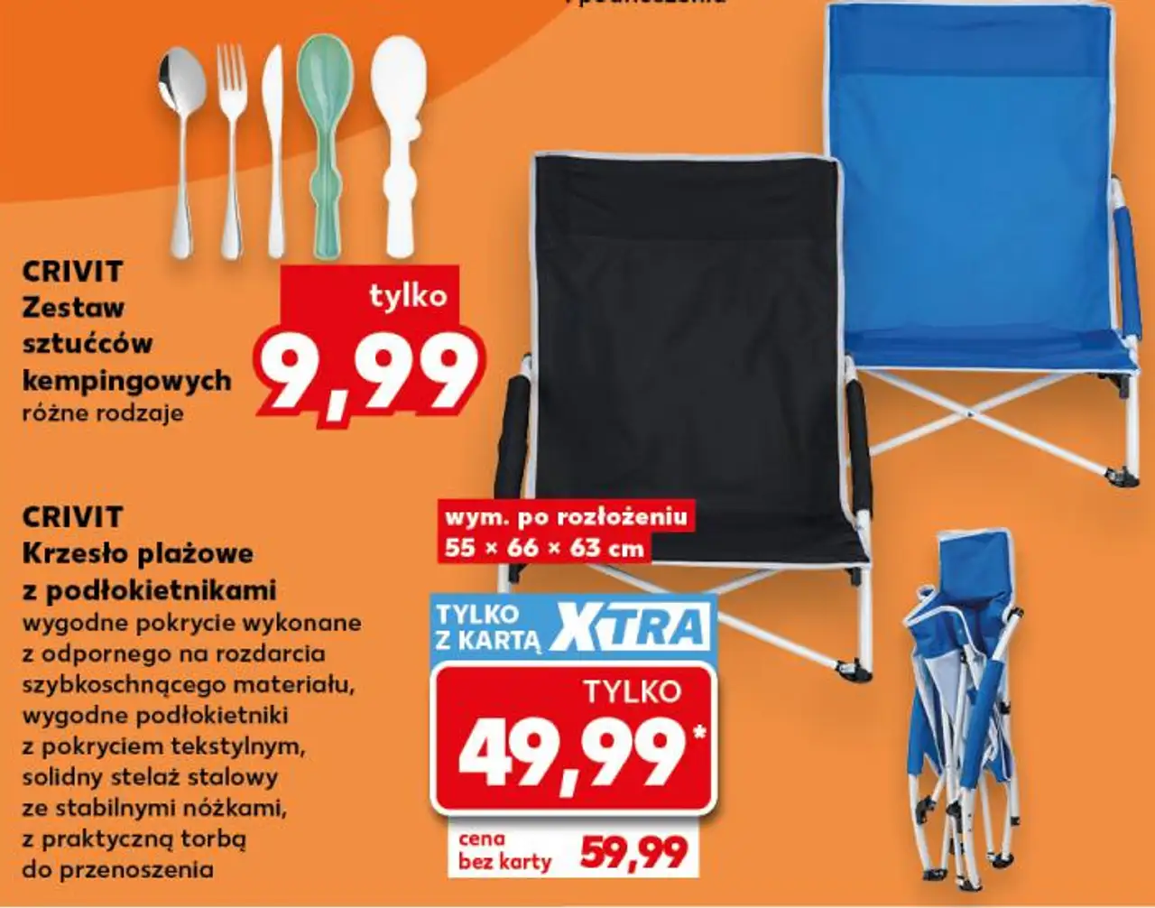 CRIVIT Krzesło plażowe z podłokietnikami
