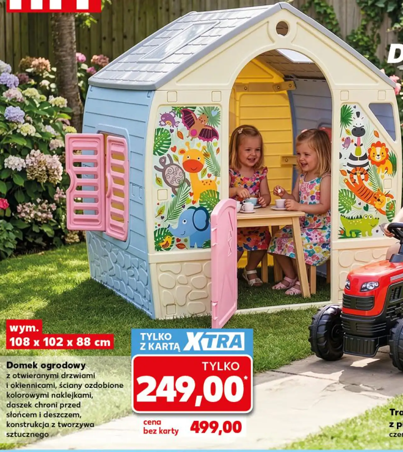Domek ogrodowy z otwieranymi drzwiami i okiennicami