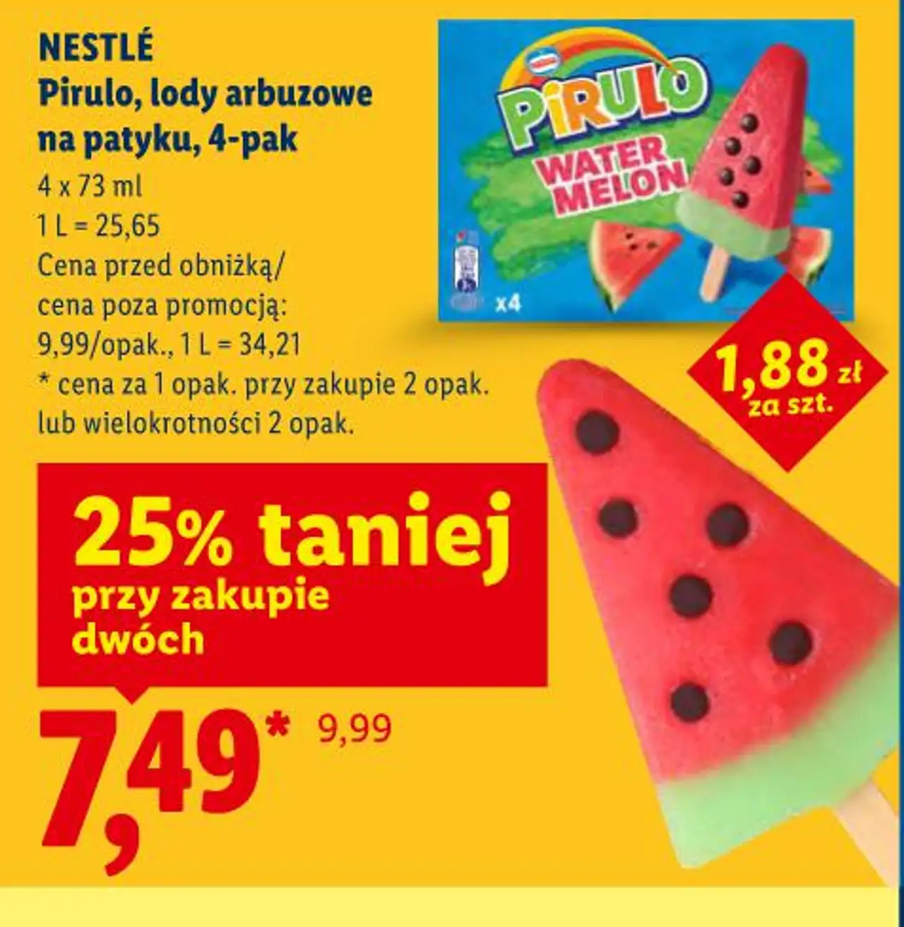 Pirulo, lody arbuzowe na patyku, 4-pak NESTLÉ