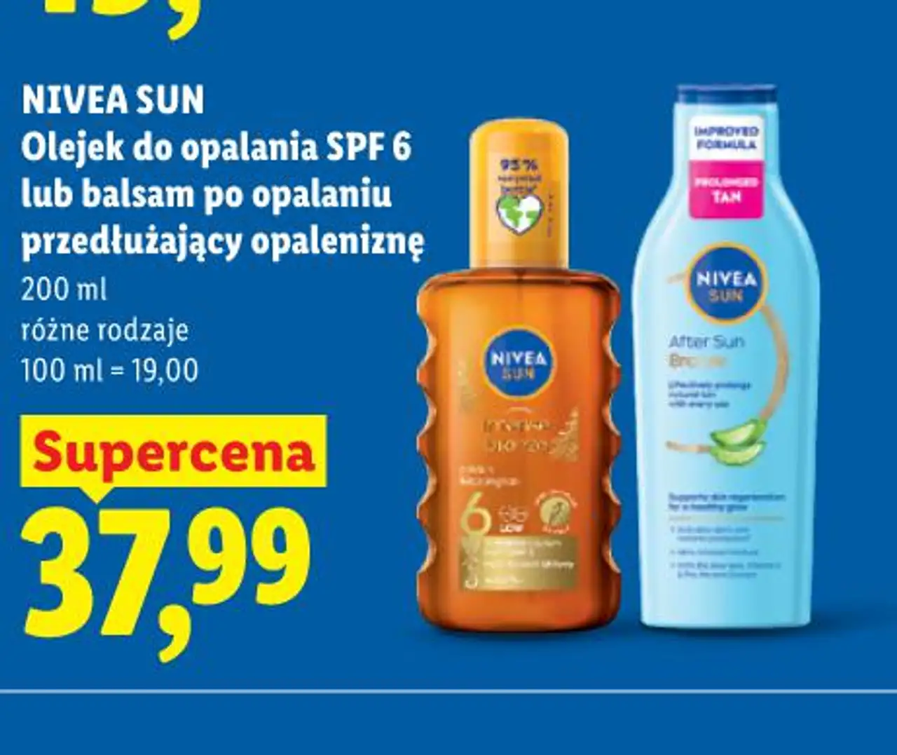 NIVEA SUN Olejek do opalania SPF 6 lub balsam po opalaniu przedłużający opaleniznę