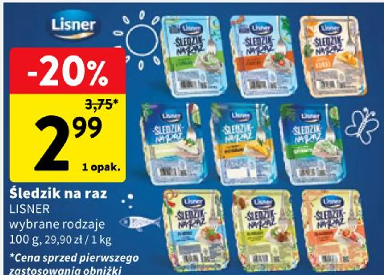 Śledzik na raz LISNER wybrane rodzaje 100 g
