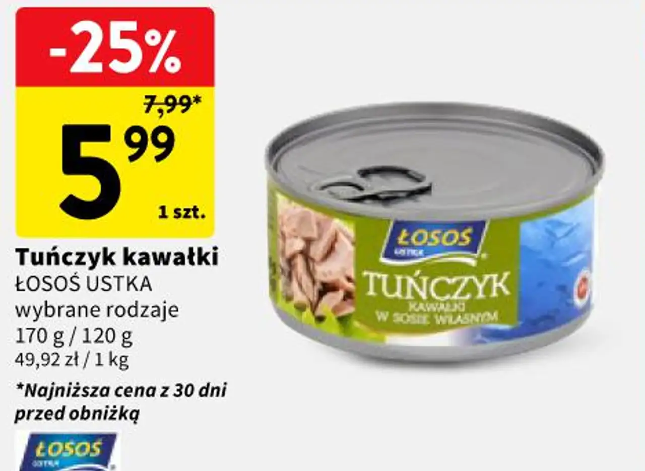 Tuńczyk kawałki ŁOSOŚ USTKA wybrane rodzaje 170 g / 120 g