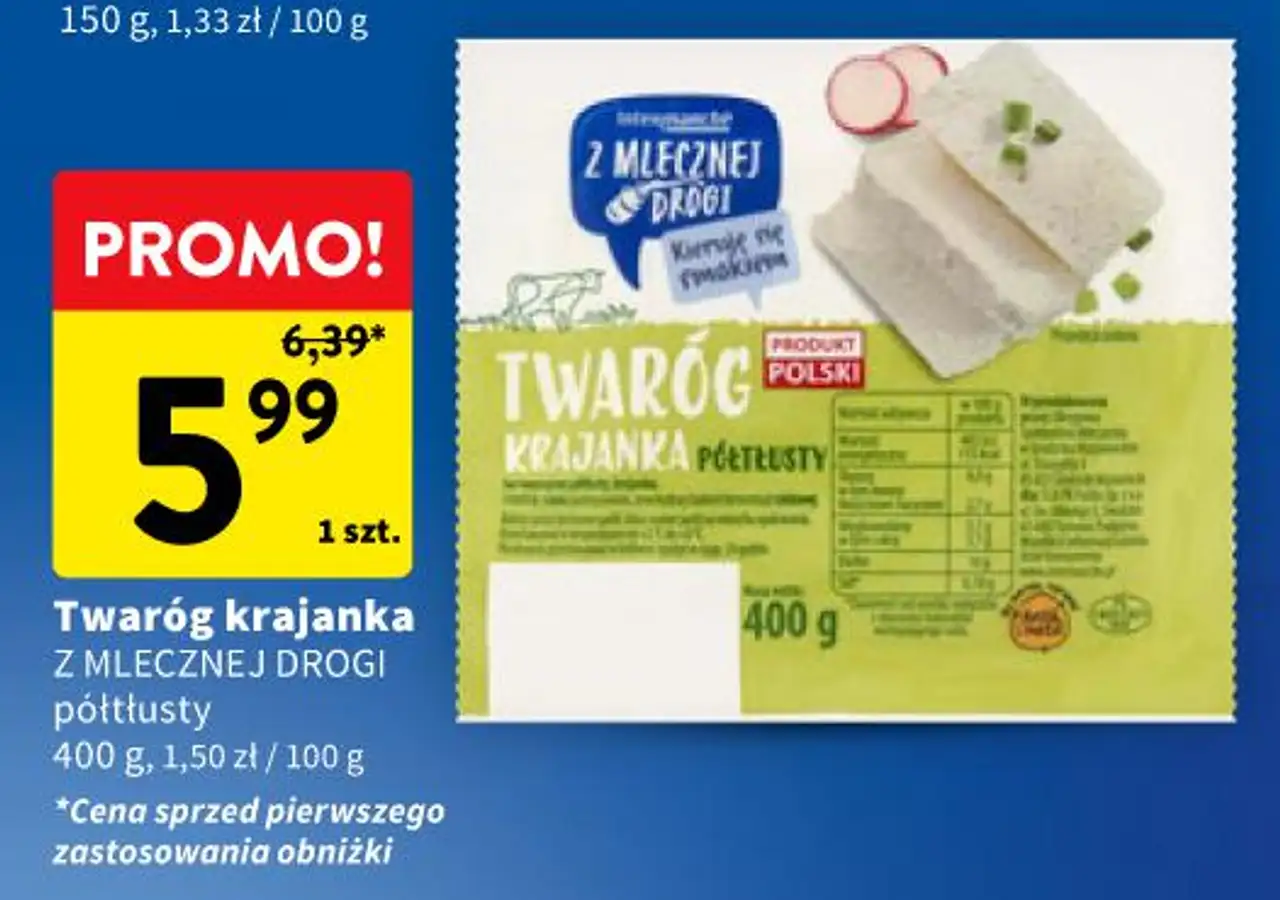 Z Mlecznej Drogi Twaróg krajanka półtłusty 400 g