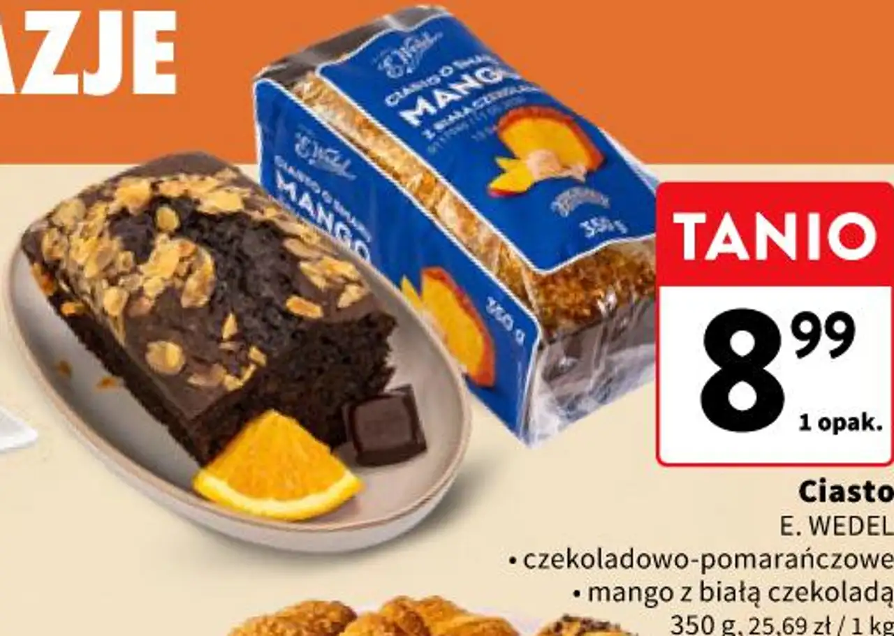 Ciasto czekoladowo-pomarańczowe / mango z białą czekoladą E. WEDEL
