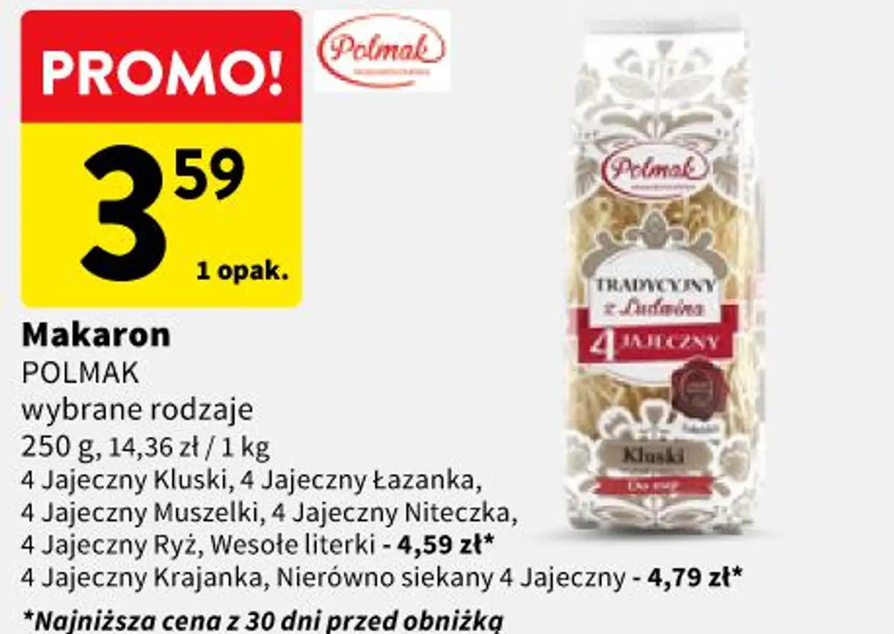 Makaron POLMAK wybrane rodzaje