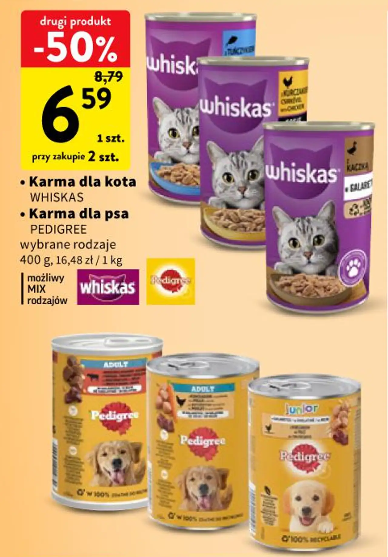 Karma dla kota WHISKAS / Karma dla psa PEDIGREE
