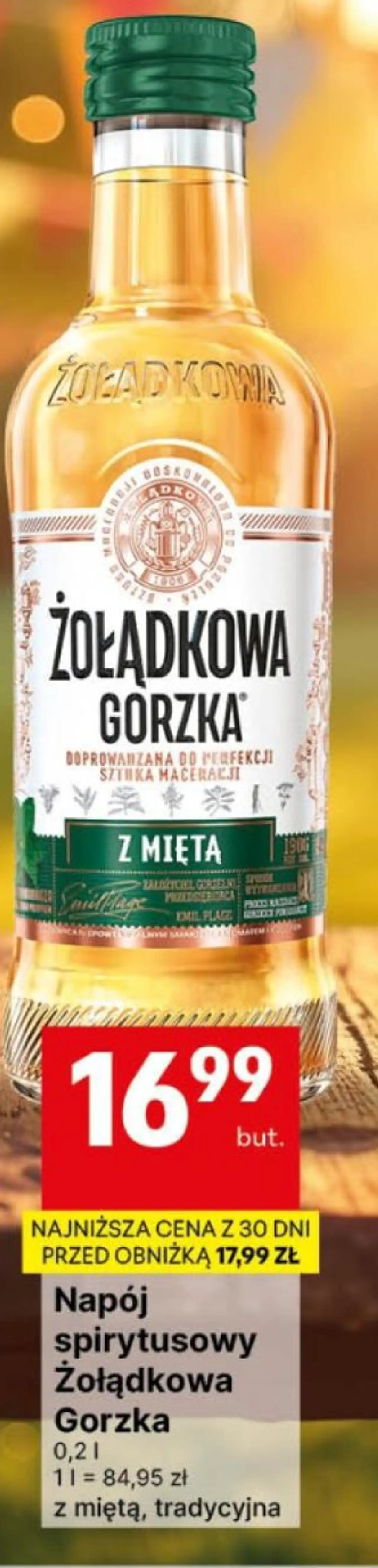 Napój spirytusowy Żołądkowa Gorzka