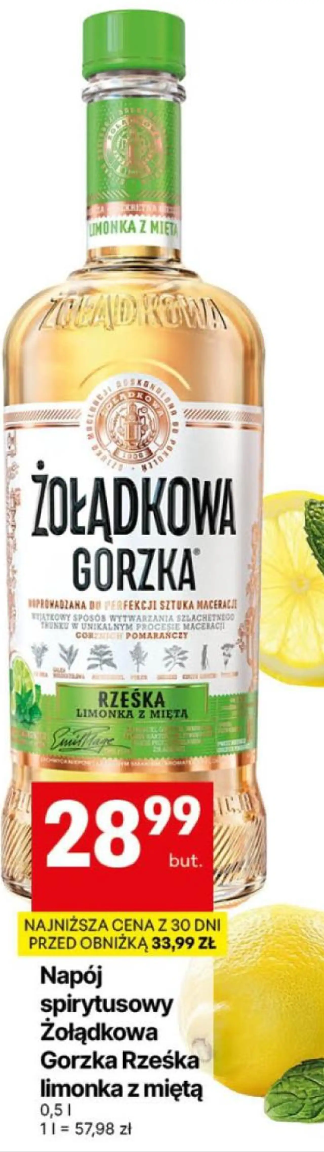 Napój spirytusowy Żołądkowa Gorzka Rześka limonka z miętą