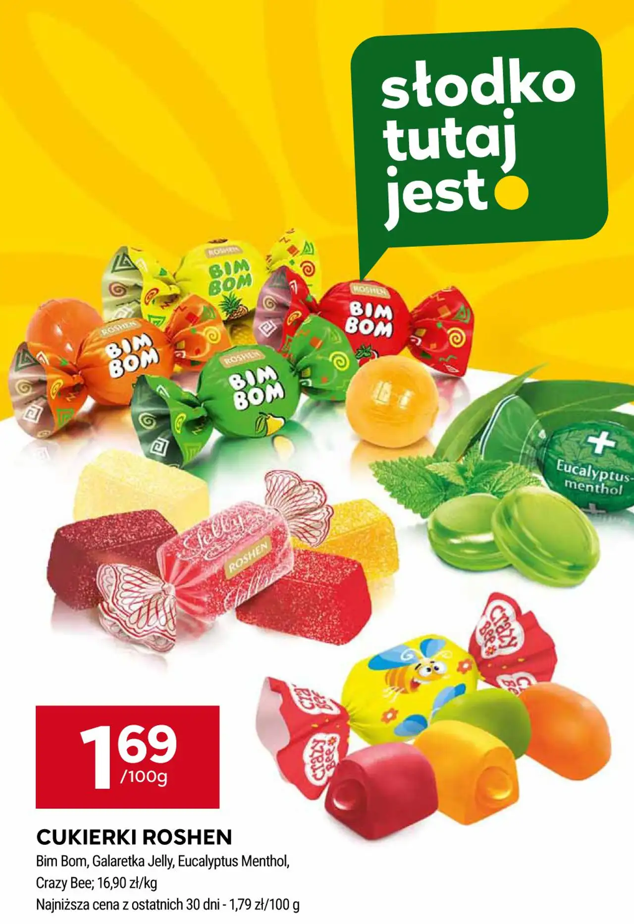 Cukierki Roshen Bim Bom, Galaretka Jelly, Eucalyptus Menthol, Crazy Bee