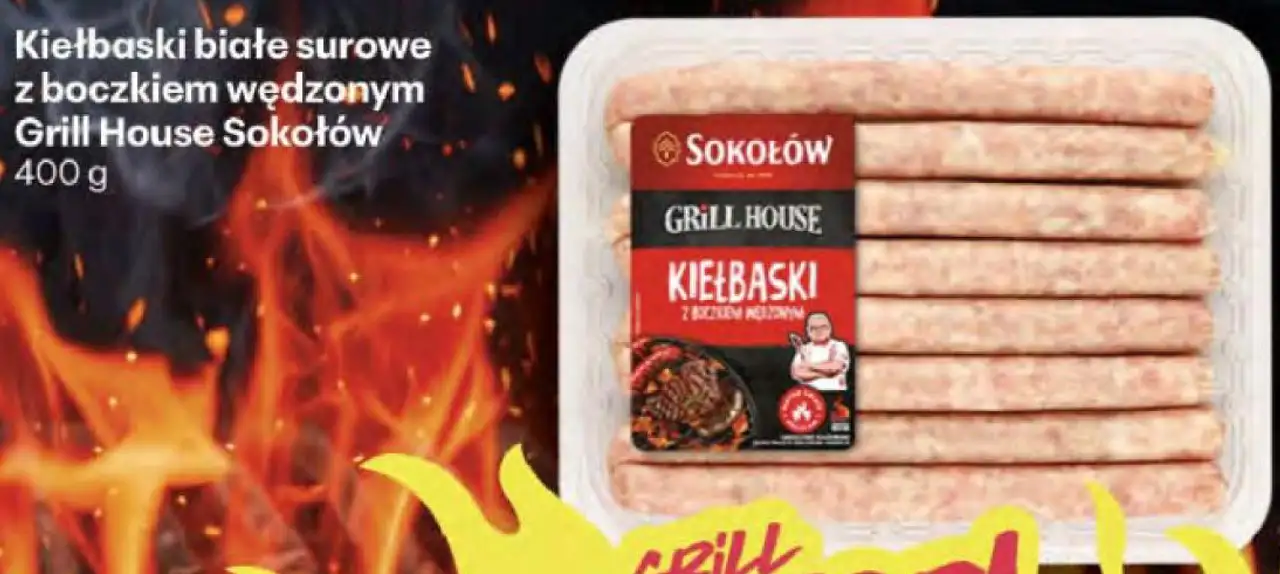 Kiełbaski białe surowe z boczkiem wędzonym Grill House Sokołów