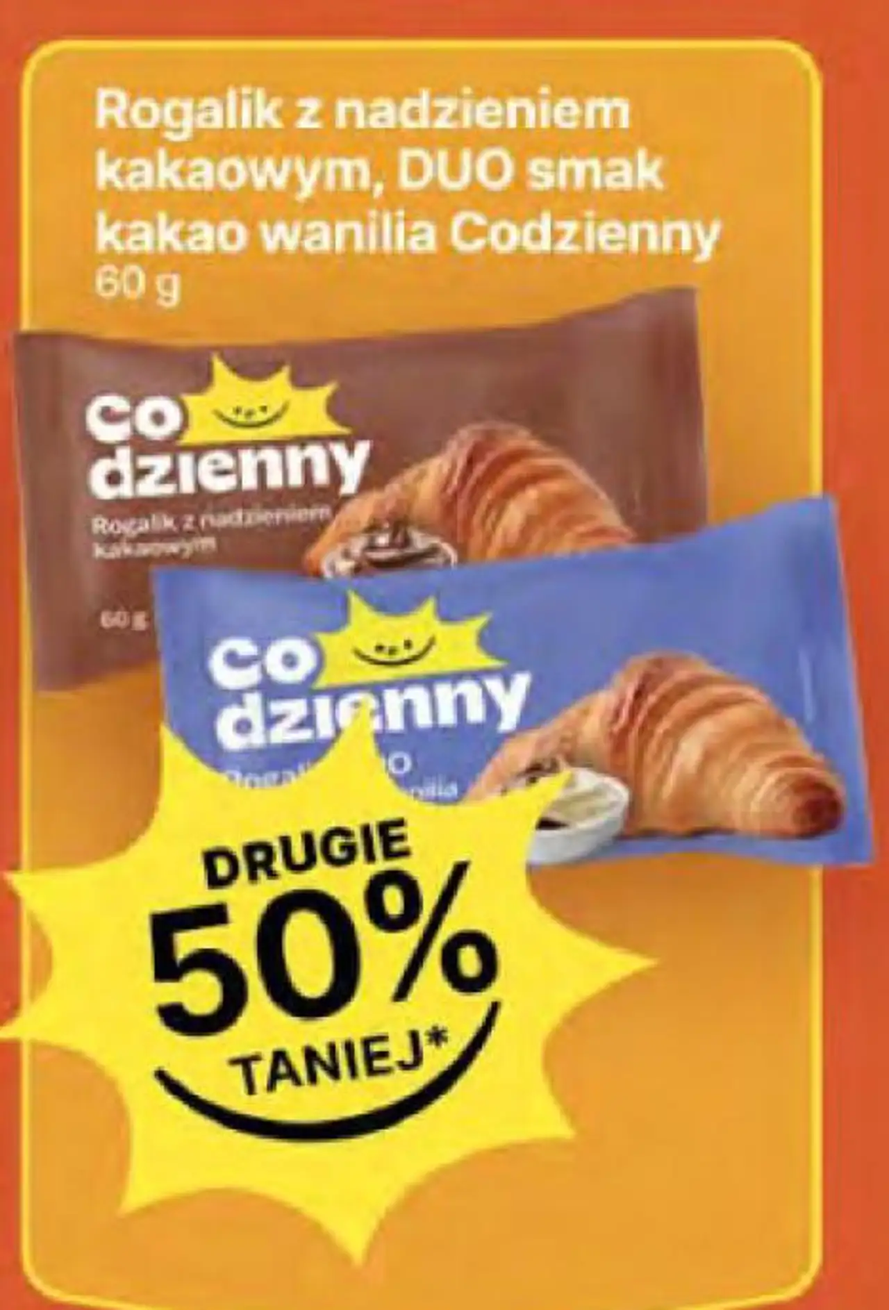 Rogalik z nadzieniem kakaowym, DUO smak kakao wanilia Codzienny 60 g