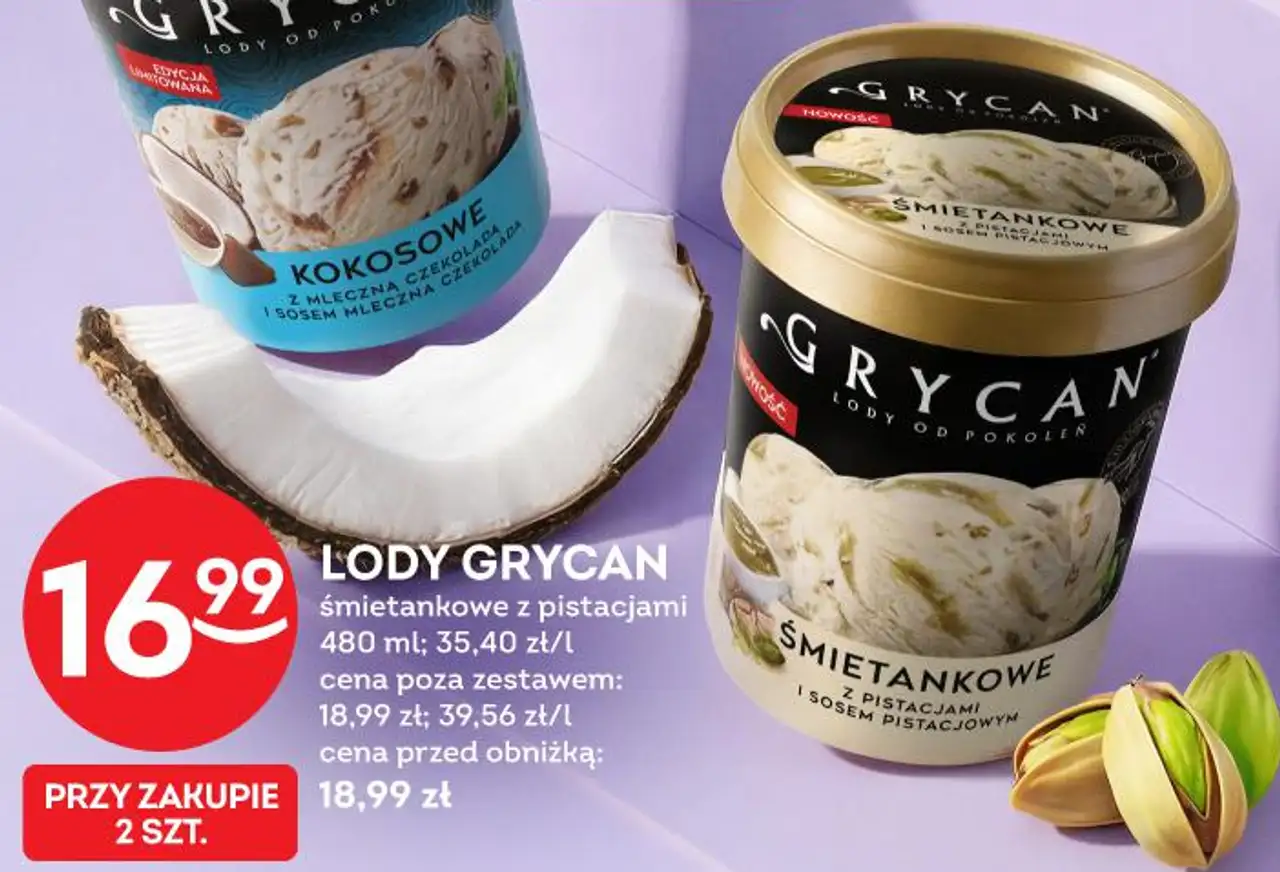 LODY GRYCAN śmietankowe z pistacjami 480 ml