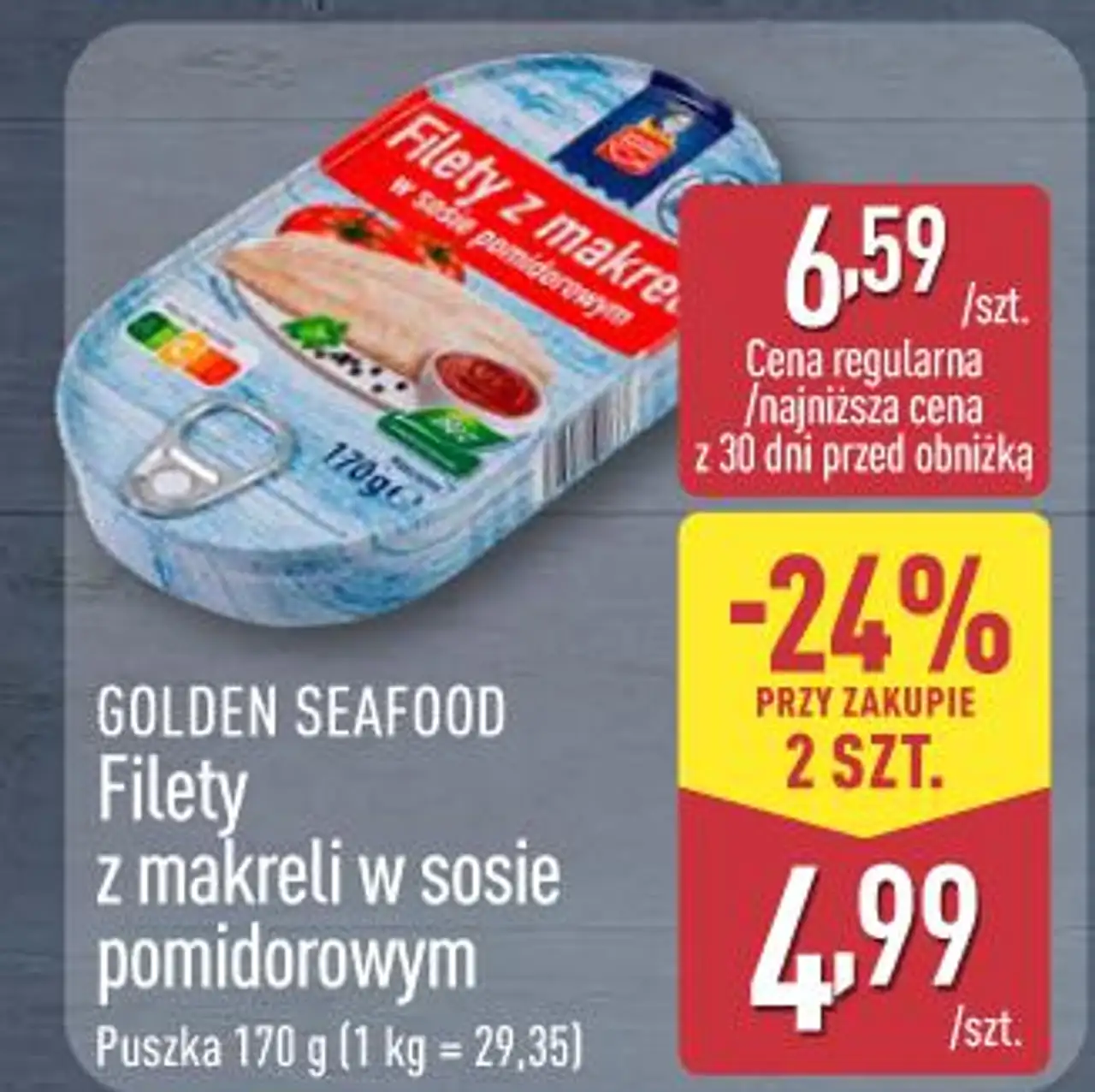Golden Seafood Filety z makreli w sosie pomidorowym Puszka 170 g