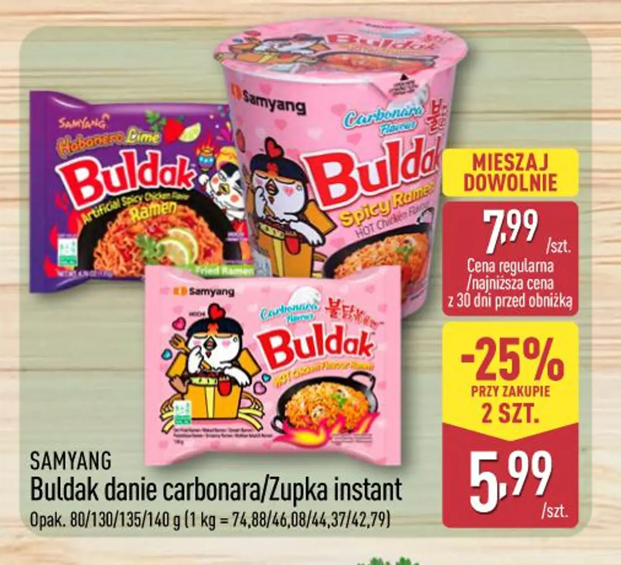 Buldak danie carbonara/Zupka instant SAMYANG